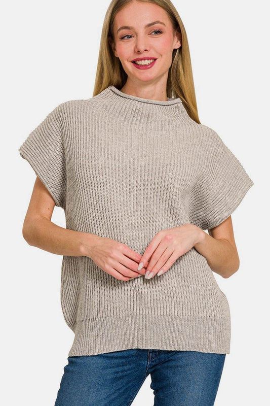 Zenana Short Sleeve Mock Neck Sweater - Hovatok