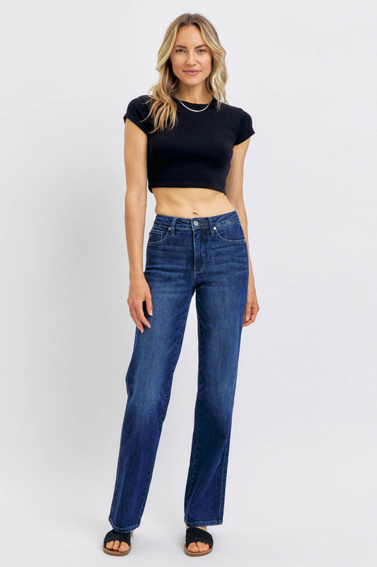 Judy Blue Full Size Tummy Control Straight Jeans Plus Size - Hovatok