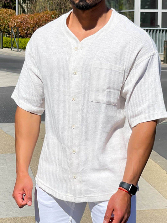 Men's Plus Size Chest Pocket Button Down Shirt - Hovatok