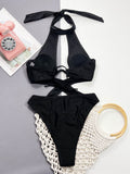 Cutout Halter Neck One-Piece Swimwear - Hovatok