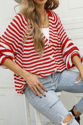Angel Wings Striped Button Up Long Sleeve Cardigan - Hovatok