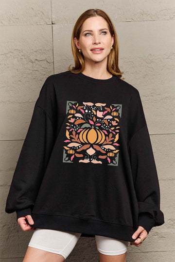 Simply Love Full Size Graphic Dropped Shoulder Sweatshirt - Hovatok