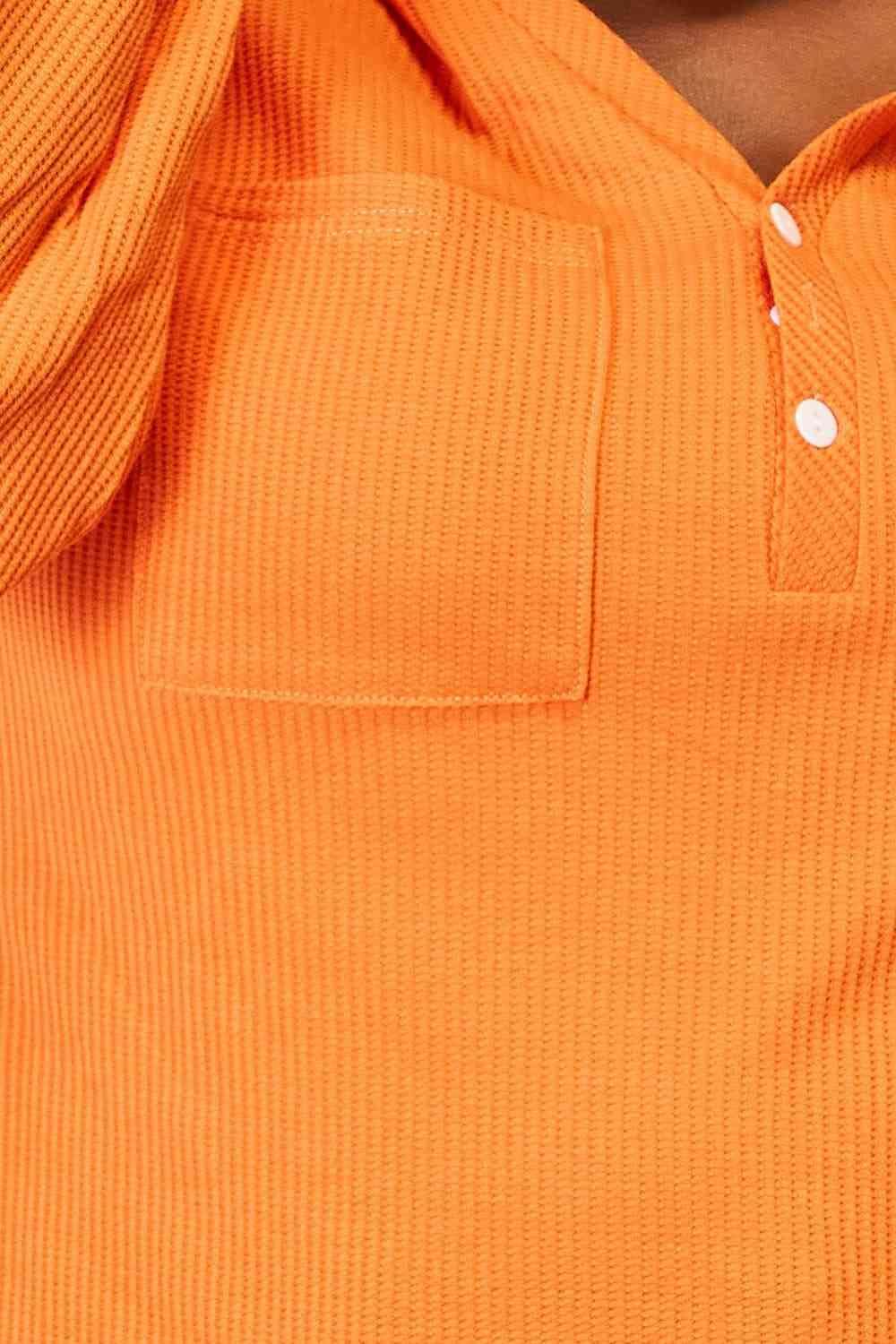 Basic Bae Side Slit Buttoned Waffle Knit Hoodie - Hovatok