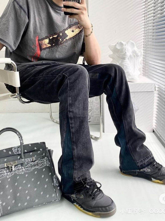 Men's Washed Bootcut Jeans - Hovatok