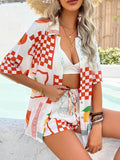 Devine Printed Collared Neck Half Sleeve Top and Shorts Set - Hovatok