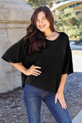 Basic Bae Bamboo Full Size Round Neck Drop Shoulder T-Shirt - Hovatok