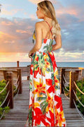 Crisscross Printed Surplice Cami Dress - Hovatok