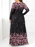 Plus Size Round Neck Maxi Dress with Pockets - Hovatok