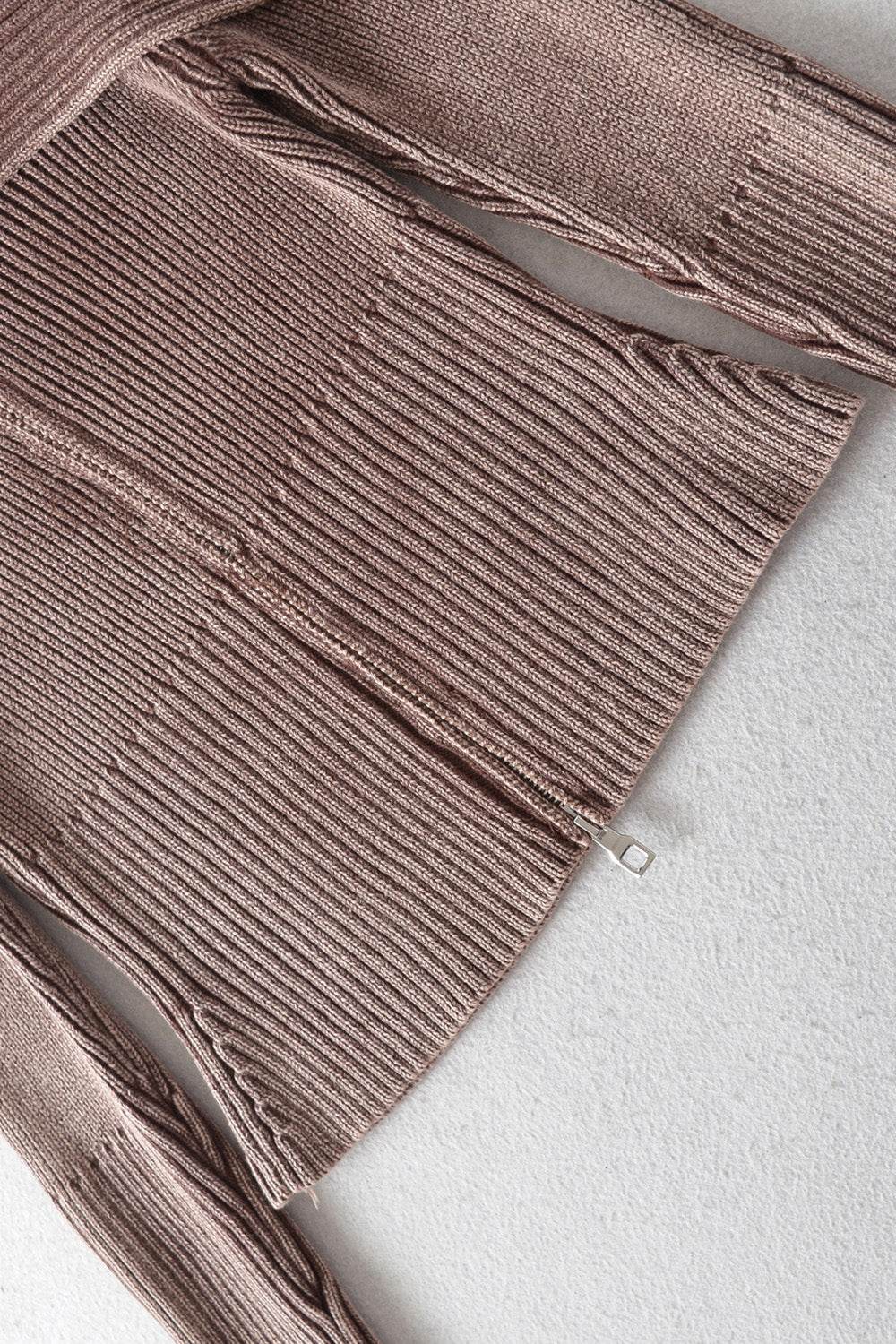 Double Take Ribbed Off-Shoulder Zip Up Long Sleeve Cardigan - Hovatok