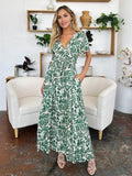 Double Take Full Size Printed Drawstring Short Sleeve Dress - Hovatok