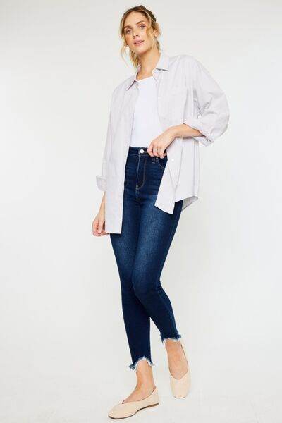 Kancan Full Size High Rise Frayed Ankle Skinny Jeans - Hovatok