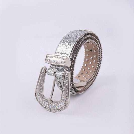 PU Leather Rhinestone Belt - Hovatok