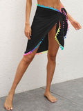 Rainbow Pompom Trim Swim Skirt - Hovatok