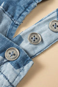 Star Print Buttoned Strap Wide Leg Denim Overalls - Hovatok