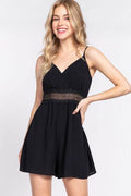 ACTIVE BASIC Waist Lace Trim Cami Romper - Hovatok
