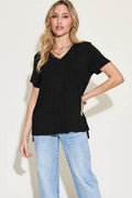 Basic Bae Full Size V-Neck High-Low T-Shirt - Hovatok
