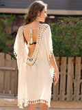 Tassel Cutout Half Sleeve Cover-Up - Hovatok