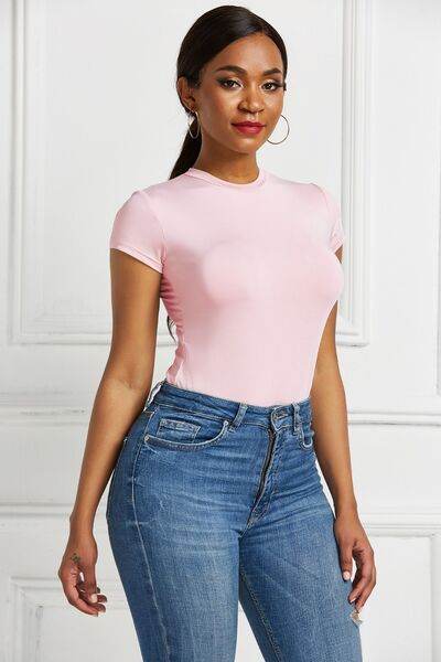 Round Neck Short Sleeve Bodysuit - Hovatok