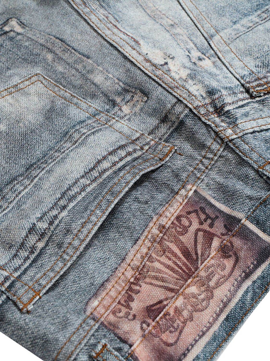 Men's Washed Button Fly Straight Jeans - Hovatok