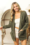 BiBi Checkered Long Sleeve Open Front Cardigan - Hovatok