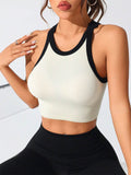Contrast Trim Round Neck Active Tank - Hovatok