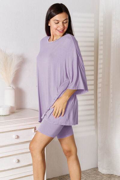 Basic Bae Full Size Soft Rayon Three-Quarter Sleeve Top and Shorts Set - Hovatok