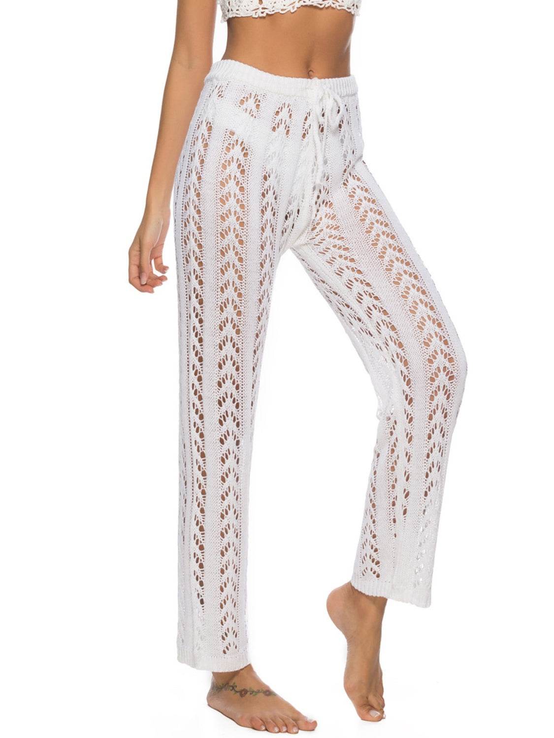 Cutout Drawstring High Waist Swim Pants - Hovatok