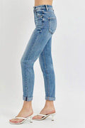 Risen Full Size High Rise Cropped Roll Up Jeans - Hovatok