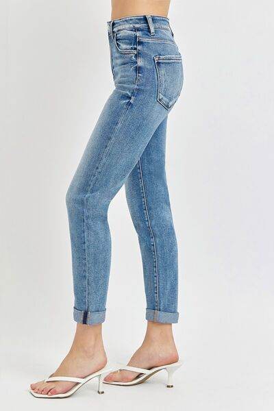 Risen Full Size High Rise Cropped Roll Up Jeans - Hovatok