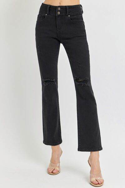 RISEN Full Size High Rise Wide Waistband Ankle Bootcut Jeans - Hovatok
