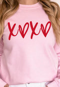 Valentine’s Day XOXO Round Neck Drop Shoulder Sweatshirt - Hovatok