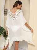 Cutout Ruffled Half Sleeve Cover-Up - Hovatok