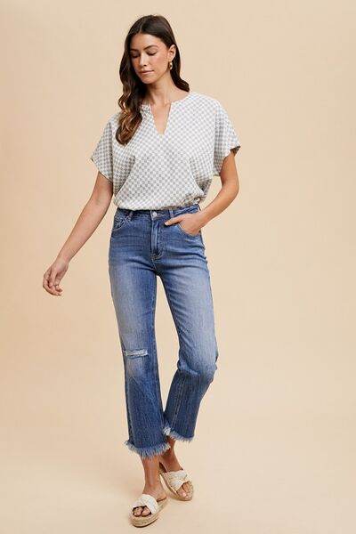Annie Wear Distressed Raw Hem Straight Leg Cropped Jeans - Hovatok