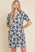 BOMBOM Floral Button Down Mini Dress - Hovatok