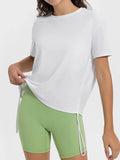 Millennia Drawstring Round Neck Short Sleeve Active T-Shirt - Hovatok