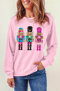 Nutcracker Graphic Round Neck Long Sleeve Sweatshirt - Hovatok