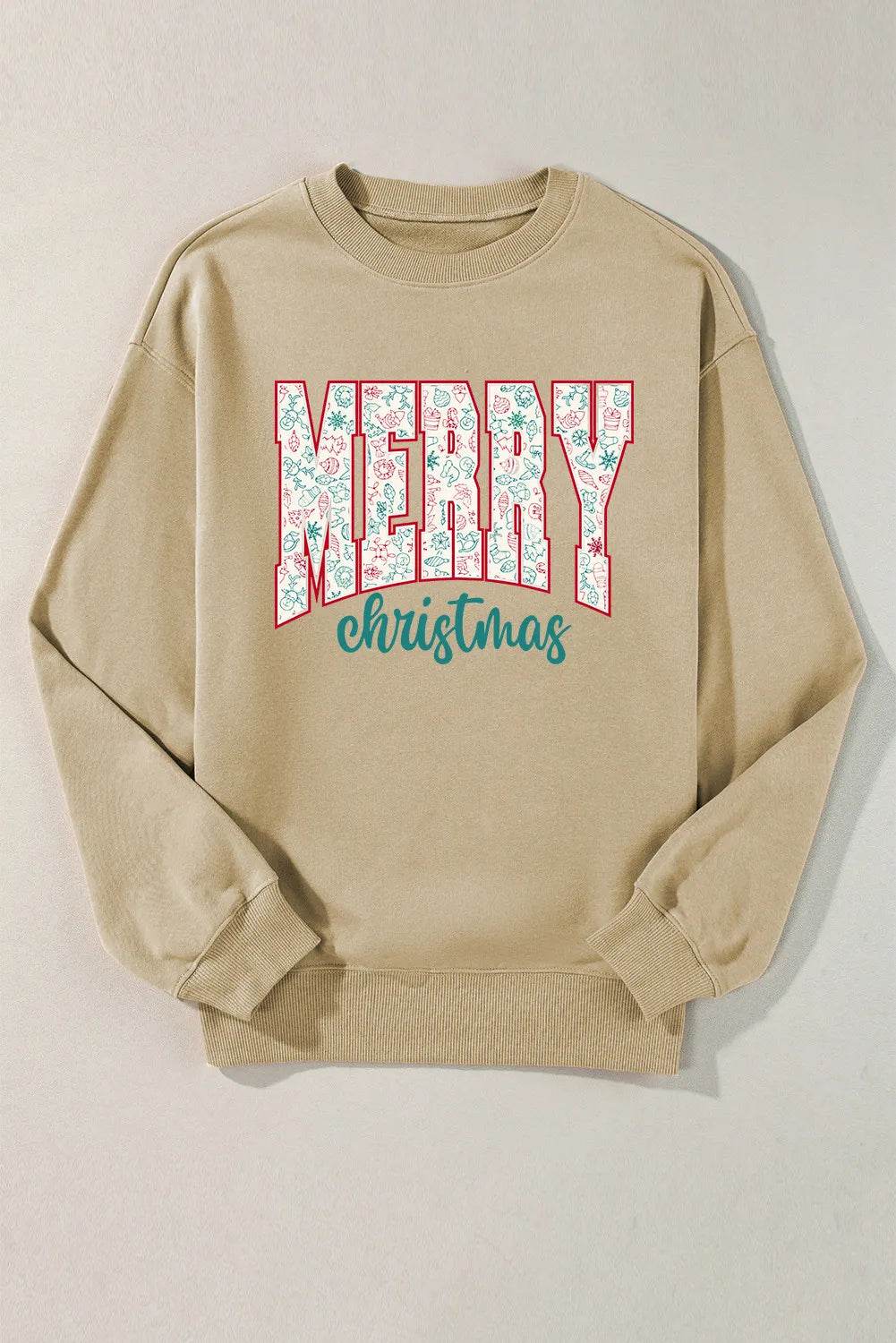 MERRY CHRISTMAS Round Neck Long Sleeve Sweatshirt - Hovatok