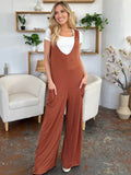 Double Take Full Size Sleeveless Wide Leg Jumpsuit with Pockets - Hovatok