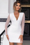 Cutout Sequin Mesh Mini Dress - Hovatok