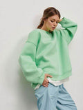 Oversize Round Neck Dropped Shoulder Sweatshirt - Hovatok