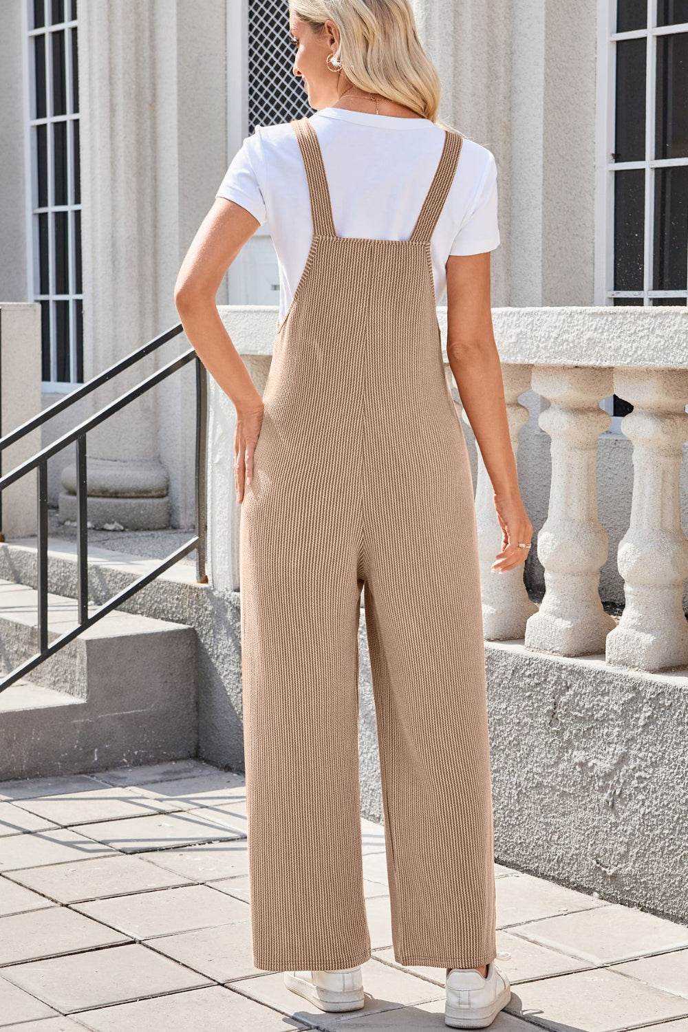 Lovelet Square Neck Wide Strap Overalls with Pockets - Hovatok