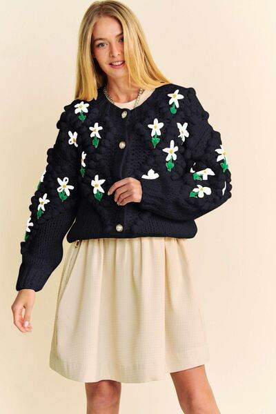 Davi & Dani Floral Pattern Button Down Cardigan - Hovatok