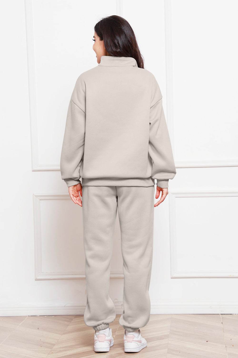 Half Zip Long Sleeve Sweatshirt and Pants Set - Hovatok