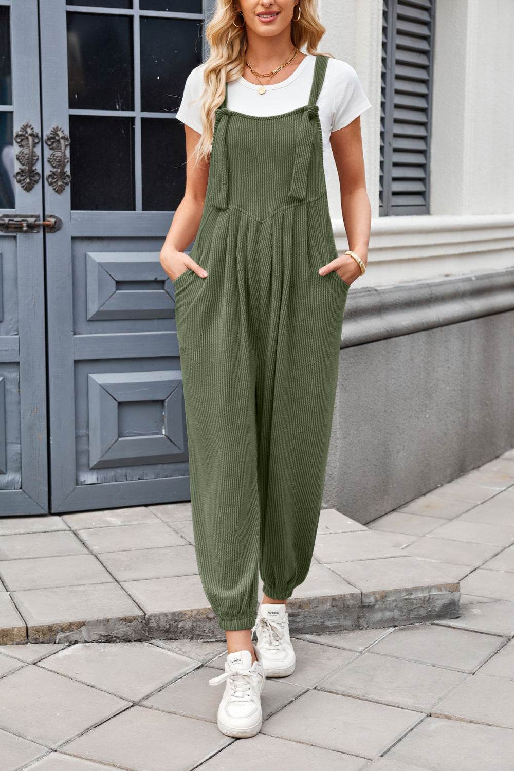 Lovelet Knotted Strap Overalls with Pockets - Hovatok