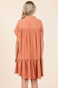 Mittoshop Linen Blend Button Down Shirt Mini Dress - Hovatok