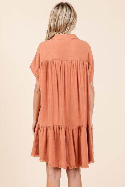 Mittoshop Linen Blend Button Down Shirt Mini Dress - Hovatok