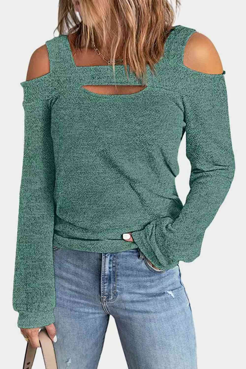 Full Size Cutout Cold Shoulder Blouse - Hovatok