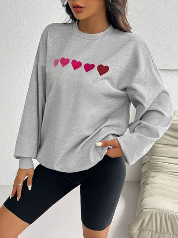 Devine Heart Dropped Shoulder Long Sleeve Sweatshirt - Hovatok