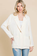 Culture Code One Button Long Sleeve Blazer with Pockets - Hovatok