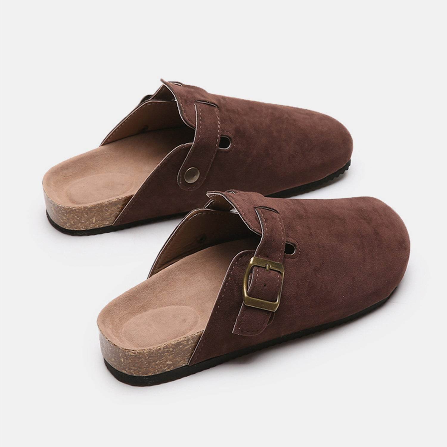 Suede Closed Toe Buckle Slide - Hovatok